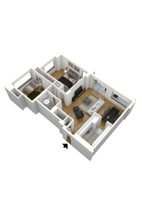 B1A Floor Plan at Sherwood at Southern Towers, Alexandria, VA